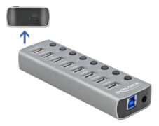 DELOCK USB hub 63264 με διακόπτες, 9x θυρών, 5Gbps, 12V/2.25A PD, γκρι 1 DELOCK USB hub 63264 με διακόπτες, 9x θυρών, 5Gbps, 12V/2.25A PD, γκρι