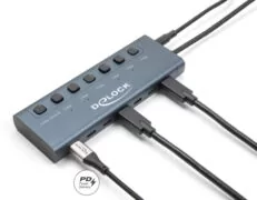 DELOCK USB-C hub 63410 με διακόπτες, 7x θυρών, 5Gbps, 20W, USB-C σύνδεση, μπλε 2