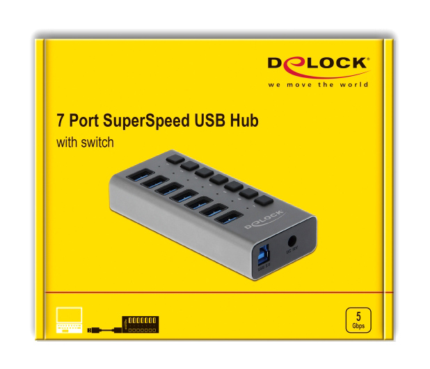 DELOCK USB hub 63669 με διακόπτες, 7x θυρών, 5Gbps, γκρι 6 DELOCK USB hub 63669 με διακόπτες, 7x θυρών, 5Gbps, γκρι - Image 4