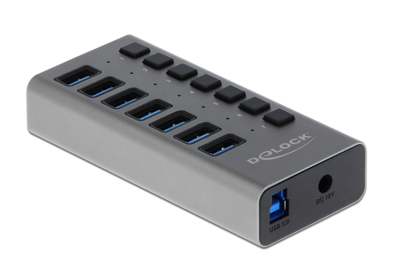 DELOCK USB hub 63669 με διακόπτες, 7x θυρών, 5Gbps, γκρι 3 DELOCK USB hub 63669 με διακόπτες, 7x θυρών, 5Gbps, γκρι