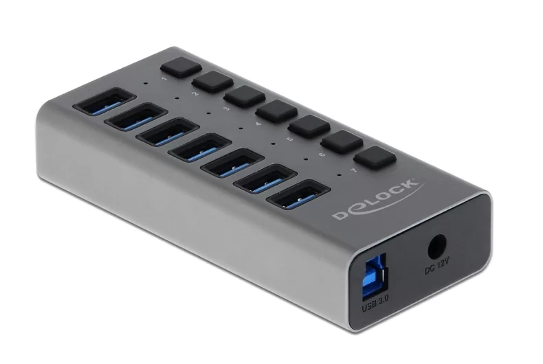 DELOCK USB hub 63669 με διακόπτες, 7x θυρών, 5Gbps, γκρι 3 DELOCK USB hub 63669 με διακόπτες, 7x θυρών, 5Gbps, γκρι