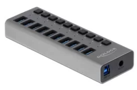 DELOCK USB hub 63670 με διακόπτες, 10x θυρών, 5Gbps, γκρι 1