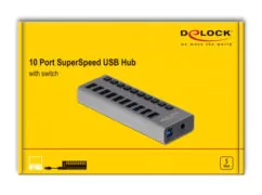 DELOCK USB hub 63670 με διακόπτες, 10x θυρών, 5Gbps, γκρι 4