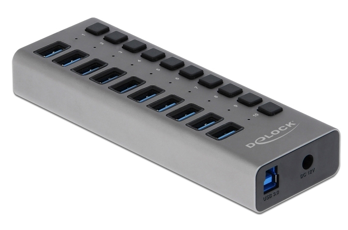DELOCK USB hub 63670 με διακόπτες, 10x θυρών, 5Gbps, γκρι 3 DELOCK USB hub 63670 με διακόπτες, 10x θυρών, 5Gbps, γκρι