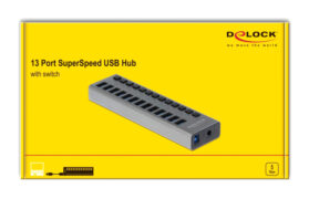 DELOCK USB hub 63738 με διακόπτες, 13x θυρών, 5Gbps, γκρι 4
