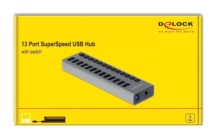 DELOCK USB hub 63738 με διακόπτες, 13x θυρών, 5Gbps, γκρι 6 DELOCK USB hub 63738 με διακόπτες, 13x θυρών, 5Gbps, γκρι - Image 4