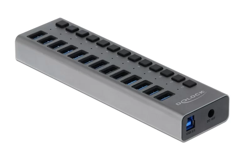 DELOCK USB hub 63738 με διακόπτες, 13x θυρών, 5Gbps, γκρι 3 DELOCK USB hub 63738 με διακόπτες, 13x θυρών, 5Gbps, γκρι