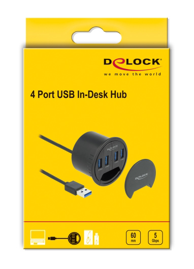 DELOCK USB hub 64153, 4x θυρών, 5Gbps, Φ60mm, USB σύνδεση, μαύρο 7 DELOCK USB hub 64153, 4x θυρών, 5Gbps, Φ60mm, USB σύνδεση, μαύρο - Image 5