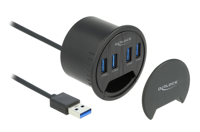DELOCK USB hub 64153, 4x θυρών, 5Gbps, Φ60mm, USB σύνδεση, μαύρο 3 DELOCK USB hub 64153, 4x θυρών, 5Gbps, Φ60mm, USB σύνδεση, μαύρο