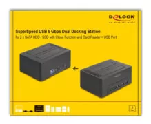 DELOCK docking station για 2.5" ή 3.5" SATA HDD/SSD 64183, 2 θέσεων, με card reader, 5Gbps, clone function, μαύρο 13 DELOCK docking station για 2.5" ή 3.5" SATA HDD/SSD 64183, 2 θέσεων, με card reader, 5Gbps, clone function, μαύρο 6