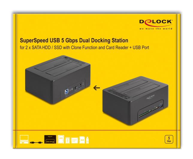 DELOCK docking station για 2.5" ή 3.5" SATA HDD/SSD 64183, 2 θέσεων, με card reader, 5Gbps, clone function, μαύρο 8 DELOCK docking station για 2.5" ή 3.5" SATA HDD/SSD 64183, 2 θέσεων, με card reader, 5Gbps, clone function, μαύρο - Image 6