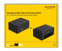 DELOCK docking station για 2.5" ή 3.5" SATA HDD/SSD 64187, 2 θέσεων, 5Gbps, clone/erase function, μαύρο 6