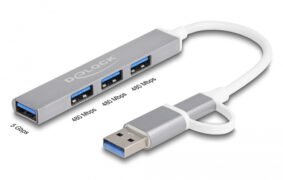 DELOCK USB hub 64214, 4x θυρών, 5Gbps, USB & USB-C σύνδεση, γκρι 8 DELOCK USB hub 64214, 4x θυρών, 5Gbps, USB & USB-C σύνδεση, γκρι 3