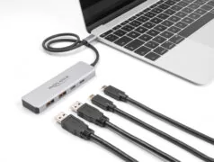 DELOCK USB hub 64230, 4x θυρών, 10Gbps, USB-C σύνδεση, γκρι 2