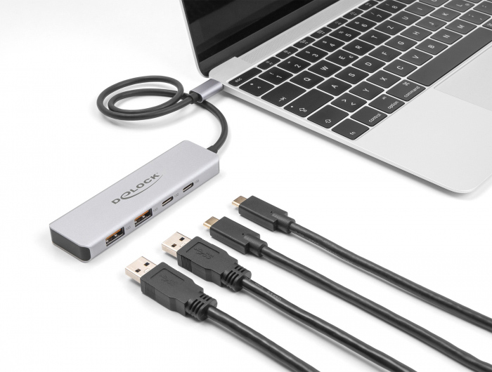 DELOCK USB hub 64230, 4x θυρών, 10Gbps, USB-C σύνδεση, γκρι 4 DELOCK USB hub 64230, 4x θυρών, 10Gbps, USB-C σύνδεση, γκρι - Image 2