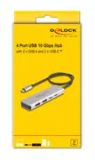 DELOCK USB hub 64230, 4x θυρών, 10Gbps, USB-C σύνδεση, γκρι 3