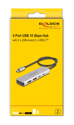 DELOCK USB hub 64230, 4x θυρών, 10Gbps, USB-C σύνδεση, γκρι 5 DELOCK USB hub 64230, 4x θυρών, 10Gbps, USB-C σύνδεση, γκρι - Image 3