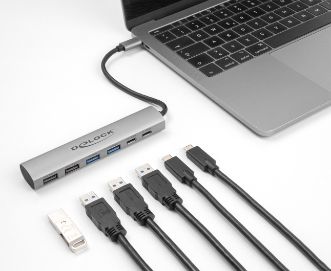 DELOCK USB hub 64232, 6x θυρών, 10Gbps, USB-C σύνδεση, γκρι 4 DELOCK USB hub 64232, 6x θυρών, 10Gbps, USB-C σύνδεση, γκρι - Image 2