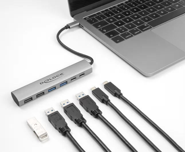 DELOCK USB hub 64232, 6x θυρών, 10Gbps, USB-C σύνδεση, γκρι 4 DELOCK USB hub 64232, 6x θυρών, 10Gbps, USB-C σύνδεση, γκρι - Image 2