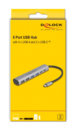 DELOCK USB hub 64232, 6x θυρών, 10Gbps, USB-C σύνδεση, γκρι 5 DELOCK USB hub 64232, 6x θυρών, 10Gbps, USB-C σύνδεση, γκρι - Image 3