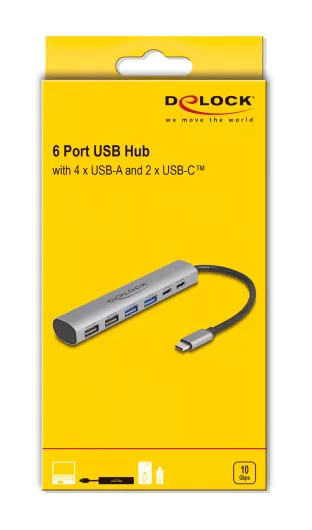DELOCK USB hub 64232, 6x θυρών, 10Gbps, USB-C σύνδεση, γκρι 5 DELOCK USB hub 64232, 6x θυρών, 10Gbps, USB-C σύνδεση, γκρι - Image 3