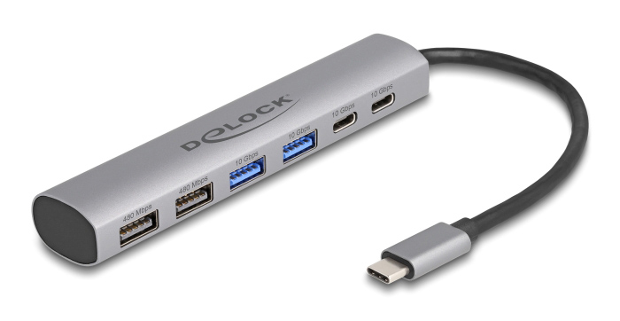 DELOCK USB hub 64232, 6x θυρών, 10Gbps, USB-C σύνδεση, γκρι 3 DELOCK USB hub 64232, 6x θυρών, 10Gbps, USB-C σύνδεση, γκρι