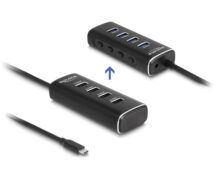 DELOCK USB hub 64233 με διακόπτες, 4 θυρών, 10Gbps, USB-C σύνδεση, μαύρο 1 DELOCK USB hub 64233 με διακόπτες, 4 θυρών, 10Gbps, USB-C σύνδεση, μαύρο