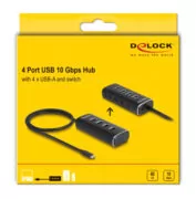 DELOCK USB hub 64233 με διακόπτες, 4 θυρών, 10Gbps, USB-C σύνδεση, μαύρο 6