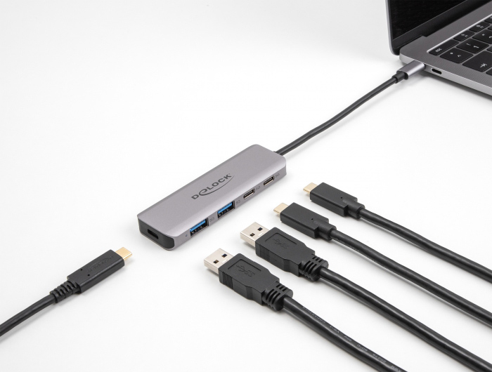 DELOCK USB hub 64239, 4x θυρών, 5Gbps, USB-C σύνδεση, γκρι 4 DELOCK USB hub 64239, 4x θυρών, 5Gbps, USB-C σύνδεση, γκρι - Image 2