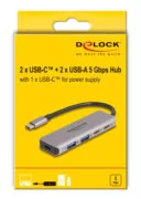 DELOCK USB hub 64239, 4x θυρών, 5Gbps, USB-C σύνδεση, γκρι 3