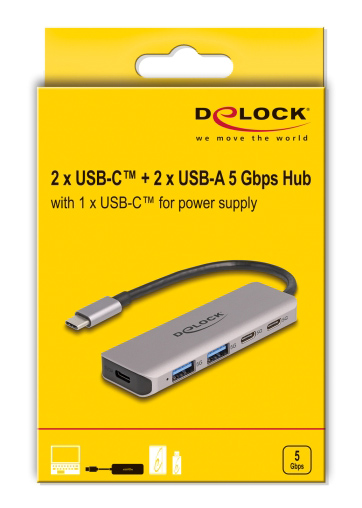 DELOCK USB hub 64239, 4x θυρών, 5Gbps, USB-C σύνδεση, γκρι 5 DELOCK USB hub 64239, 4x θυρών, 5Gbps, USB-C σύνδεση, γκρι - Image 3