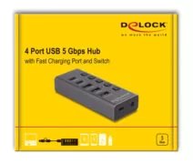 DELOCK USB hub 64248 με διακόπτες, 5x θυρών, 5Gbps, USB/USB-C σύνδεση, γκρι 4
