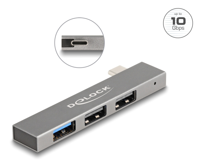 DELOCK USB hub 64274, 3x θυρών, 10Gbps, USB-C σύνδεση, γκρι 6 DELOCK USB hub 64274, 3x θυρών, 10Gbps, USB-C σύνδεση, γκρι - Image 4