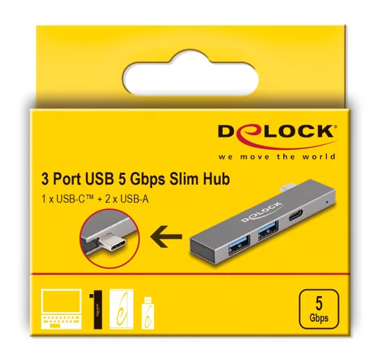 DELOCK USB hub 64275, 3x θυρών, 5Gbps, USB-C σύνδεση, γκρι 7 DELOCK USB hub 64275, 3x θυρών, 5Gbps, USB-C σύνδεση, γκρι - Image 5