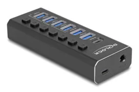 DELOCK USB hub 64326 με διακόπτες, 7x θυρών, 10Gbps, USB/USB-C σύνδεση, μαύρο 3