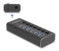 DELOCK USB hub 64326 με διακόπτες, 7x θυρών, 10Gbps, USB/USB-C σύνδεση, μαύρο 1 DELOCK USB hub 64326 με διακόπτες, 7x θυρών, 10Gbps, USB/USB-C σύνδεση, μαύρο