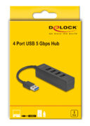 DELOCK USB hub 64350, 4x θυρών, USB 3.0, 5Gbps, USB σύνδεση, μαύρος 2