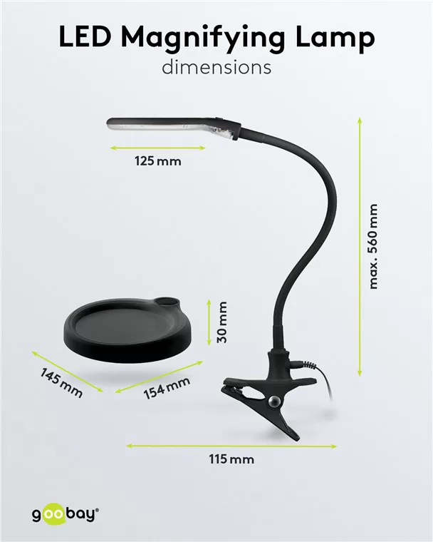 GOOBAY μεγεθυντικός φακός 64990 με κλιπ & βάση, LED, 3 διόπτρες 1.75x 8 GOOBAY μεγεθυντικός φακός 64990 με κλιπ & βάση, LED, 3 διόπτρες 1.75x - Image 6
