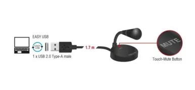 DELOCK USB μικρόφωνο 65868 με βάση και mute button 6 DELOCK USB μικρόφωνο 65868 με βάση και mute button 2