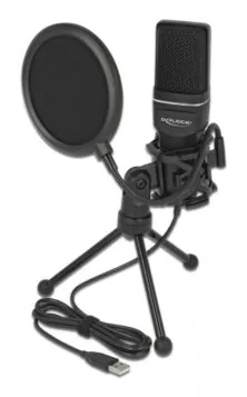 DELOCK Mικρόφωνο studio με pop φίλτρο & αντιανέμιο 66331, πυκνωτικό, USB