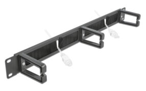 DELOCK cable management 66488, 19"/1U rack, 3x γάντζοι & βούρτσα, μαύρο 2