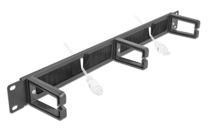 DELOCK cable management 66488, 19"/1U rack, 3x γάντζοι & βούρτσα, μαύρο 4 DELOCK cable management 66488, 19"/1U rack, 3x γάντζοι & βούρτσα, μαύρο - Image 2