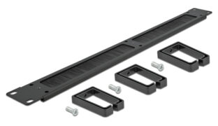 DELOCK cable management 66488, 19"/1U rack, 3x γάντζοι & βούρτσα, μαύρο 4