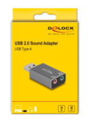 DELOCK εξωτερική κάρτα ήχου 66633, 2x 3.5mm, USB σύνδεση, γκρι 4