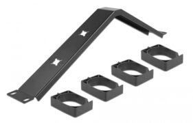 DELOCK cable management 66667, rack 19"/1U, 4x γάντζοι, γωνιακό, μαύρο 2