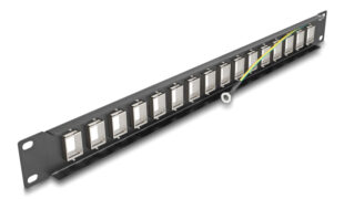DELOCK Keystone patch panel 66758, 19"/1U, 16x ports, μαύρο 2