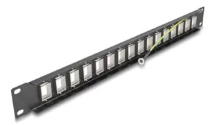 DELOCK Keystone patch panel 66758, 19"/1U, 16x ports, μαύρο 2