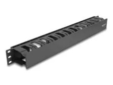 DELOCK cable management 67021 για rack 19"/1U, 2 ανοίγματα, πλαστικό, μαύρο
