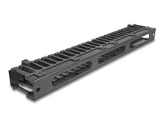 DELOCK cable management 67022 για rack 19"/1U, 3 ανοίγματα, μεταλλικό/πλαστικό, μαύρο 2