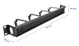 DELOCK cable management 67033, 19"/1U rack, 4x γάντζοι & βούρτσα, μαύρο 2